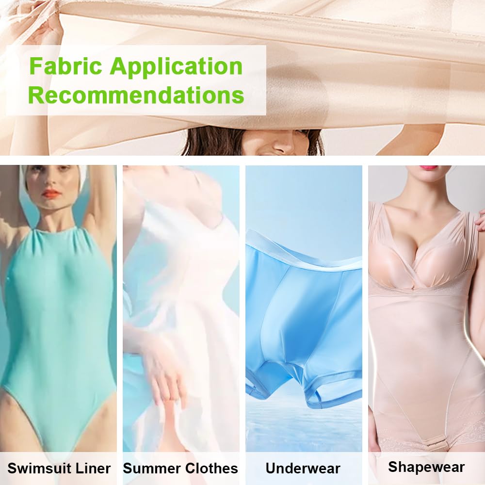 Spandex 4-Way Stretch Sheer Thin Cool Smooth Fabrics Swimsuits Leotards Lining by The Yard