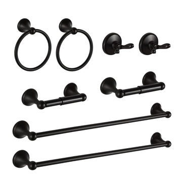 8 Piece Bathroom Accessory Set(Adjustable Towel Bar, Towel Ring, Toilet Paper Holder, Towel Hook), Wall Mounted