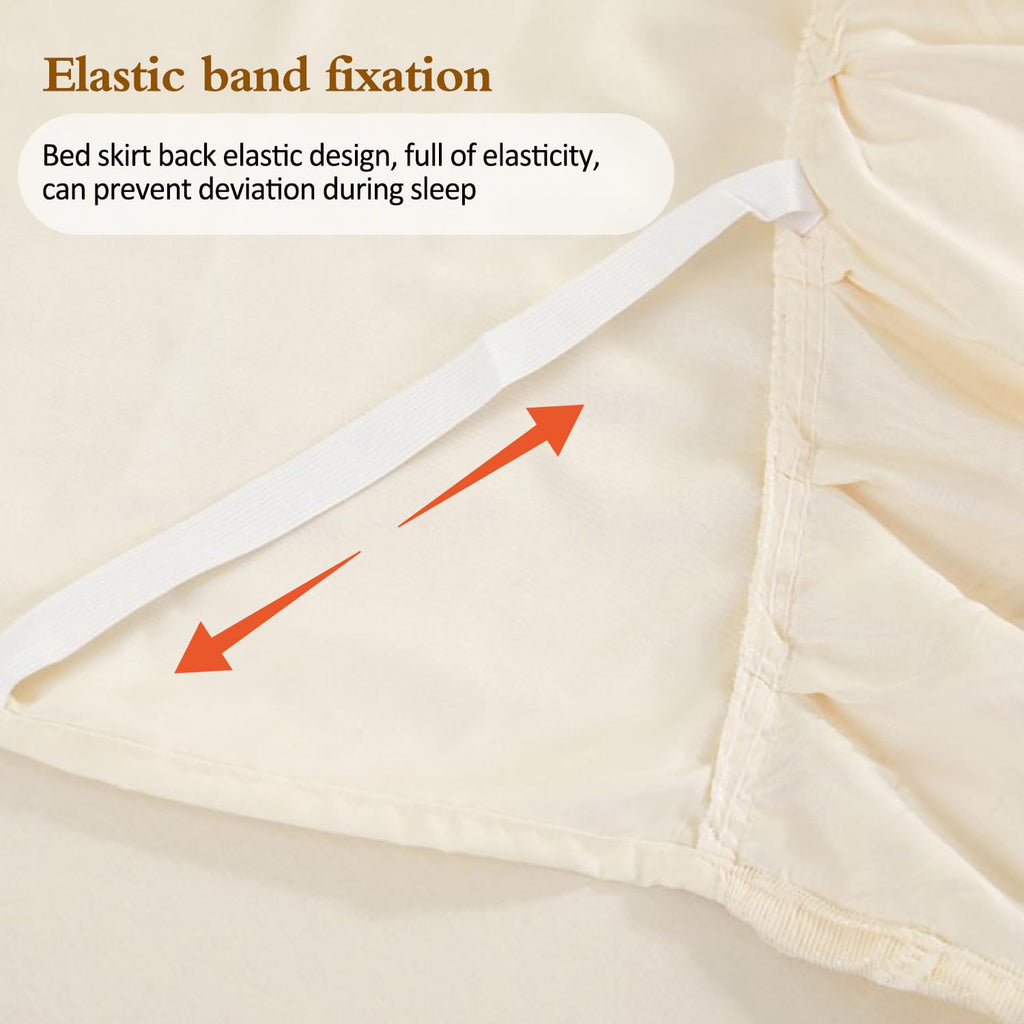 Three Layers Lace Bed Sheet Skirt for Bed - 17in. Drop, Ruffle Bed Skirt Wrap Around Bed Skirt, Anti Wrinkle