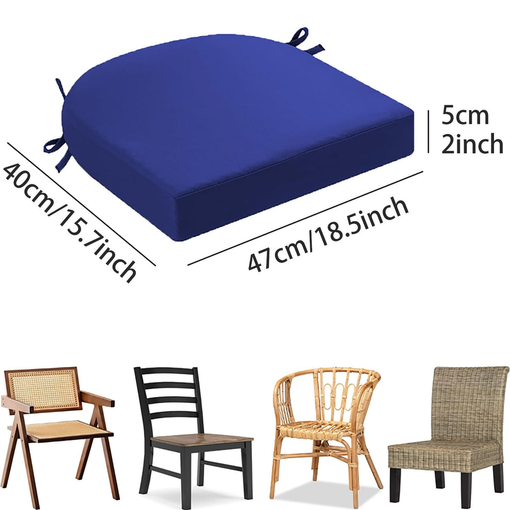 Waterproof Outdoor Chair Cushions Set of 4, Round Corner Seat Pads with Ties, 18.5 x 16 x 2 Inch, Khaki