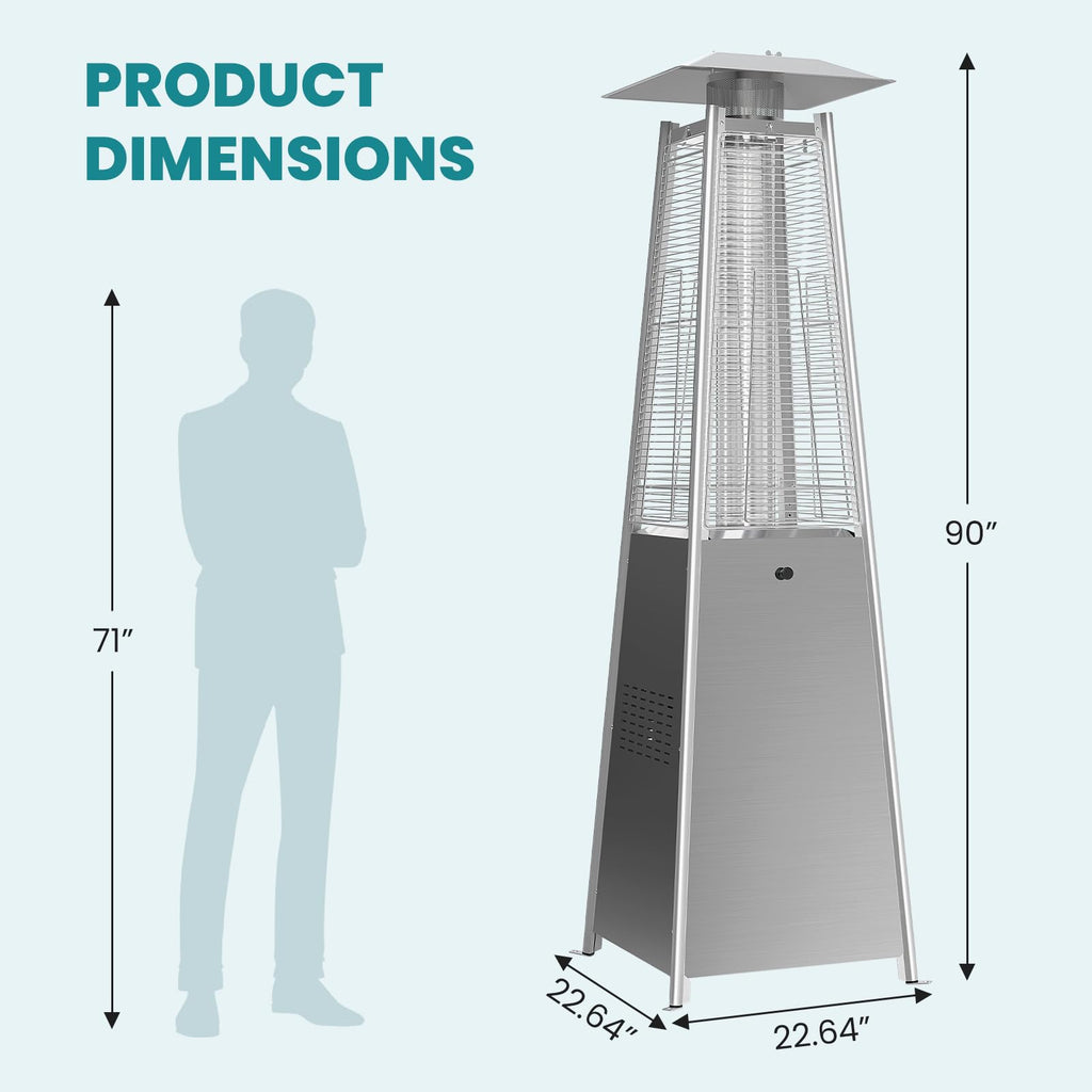 BTU Pyramid Patio Heater, Portable Outdoor Heater with Wheels