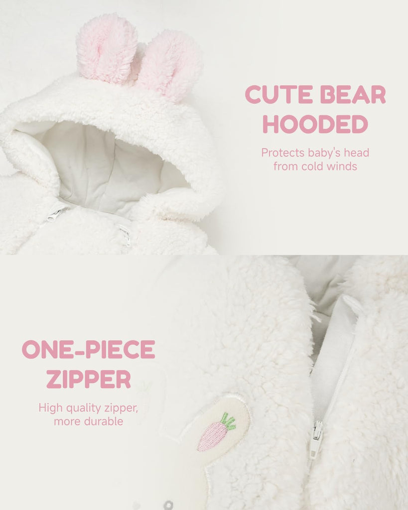 Baby Winter Hooded Romper, Cartoon Zipper Footie Snowsuit Jumpsuit Outfits,Winter Coat Toddler Clothes
