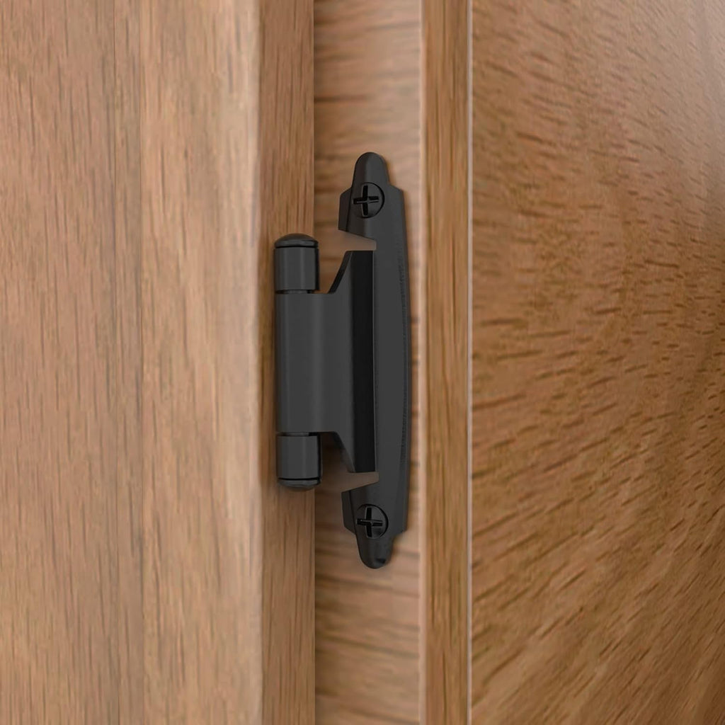 3/8 Inch Inset Cabinet Hinges, 25 Pairs(50 Pack) Self Closing Flush Face Mount Hinges with Door Bumper, Variable