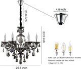 Modern Crystal Chandelier 6 Light Smoke Gray Crystal Chandelier Lighting Ceiling Hanging Crystal Light Fixtures for Living Room Dining Room Bedroom A110-B0D7VX3B74