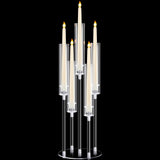 4 Pcs Acrylic Candelabra Centerpieces Candle Holder Crystal 5 Arm Candlesticks Holder with Acrylic Shade Pillar Taper