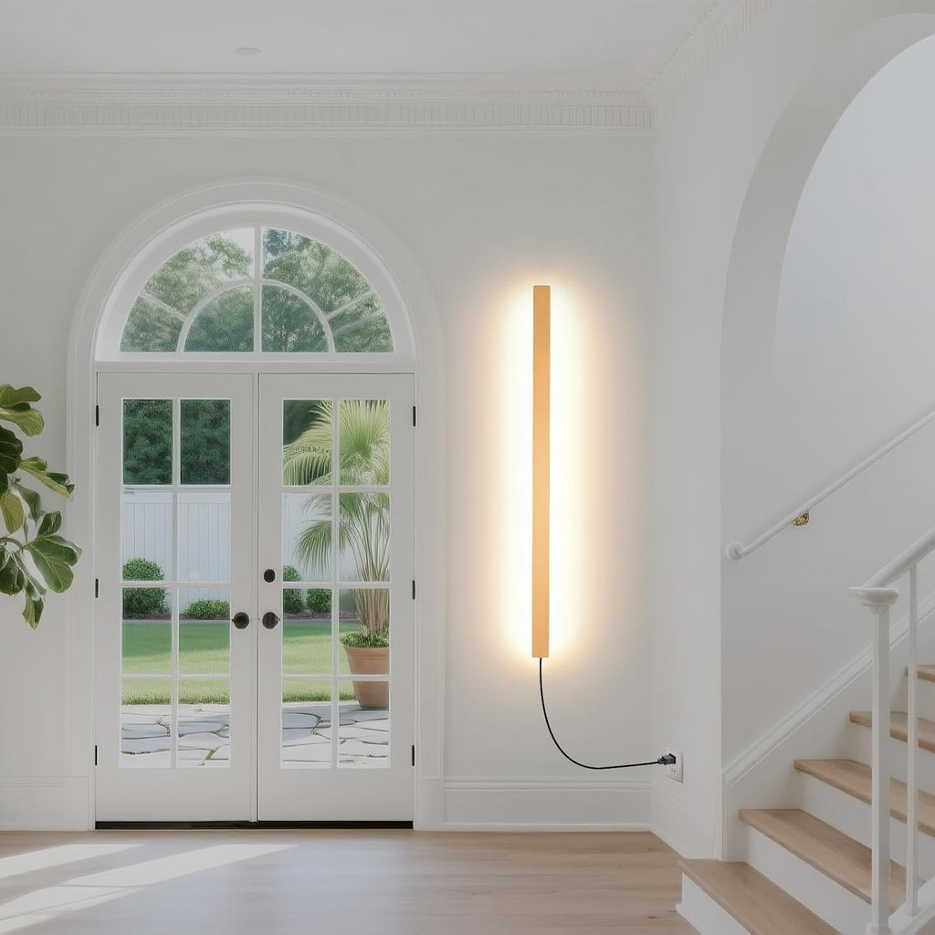 Modern Plug in Long Wall Sconce, 39" Gold Matte LED Wall Lights, 20W Warm White 3000K Acrylic Indoor Wall lamp, with