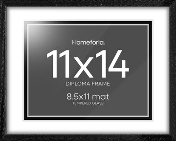 11x14 Black Oak Diploma Frame, High-End Wood, 8.5x11 Mat, Glass