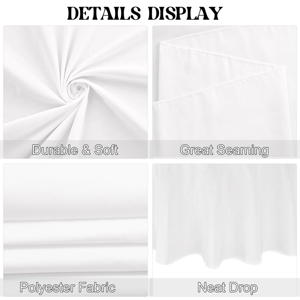 4 Pack Round Tablecloth 90 Inch White Polyester Washable Decorative Fabric Table Covers for Wedding Dining Table