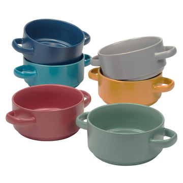 Stoneware 22oz Matte Glaze Soup Crocks Set of 6: Perfect for hearty soups and casseroles. Durable, oven-safe