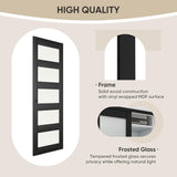 48" x 80" Sliding Closet Door, 5-Lite Frosted Glass Bypass Door with Hardware Kit & Matching Fascia,