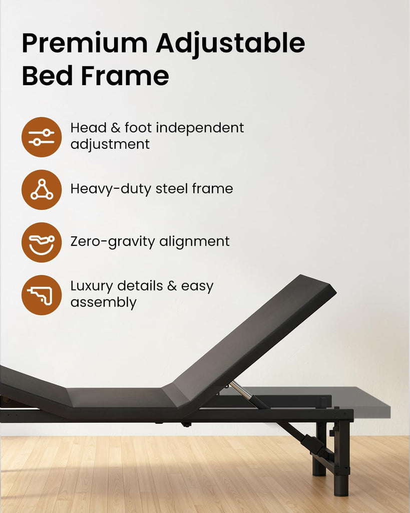 Queen Adjustable Bed Frame with Quiet Motor Wireless Remote, Easy Assembly