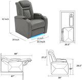 Home Theater Seating, Classic Series Leather Movie Theater Chairs, Power Headrest and Memory with C-Type USB Charger