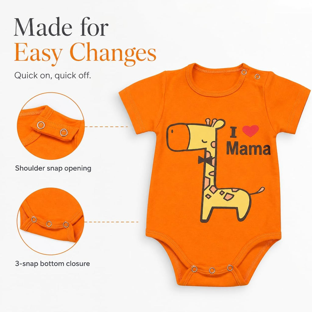 Baby Bodysuits Pack - 100% Pure Cotton Short Sleeve Rompers for Newborns and Infants, Unisex Baby Clothes