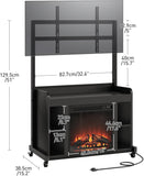 Corner Fireplace TV Stand for TVs 45–75 Inches, Entertainment Center with Power Outlet and 18 Inch Electric Fireplace, Height Adjustable, Black