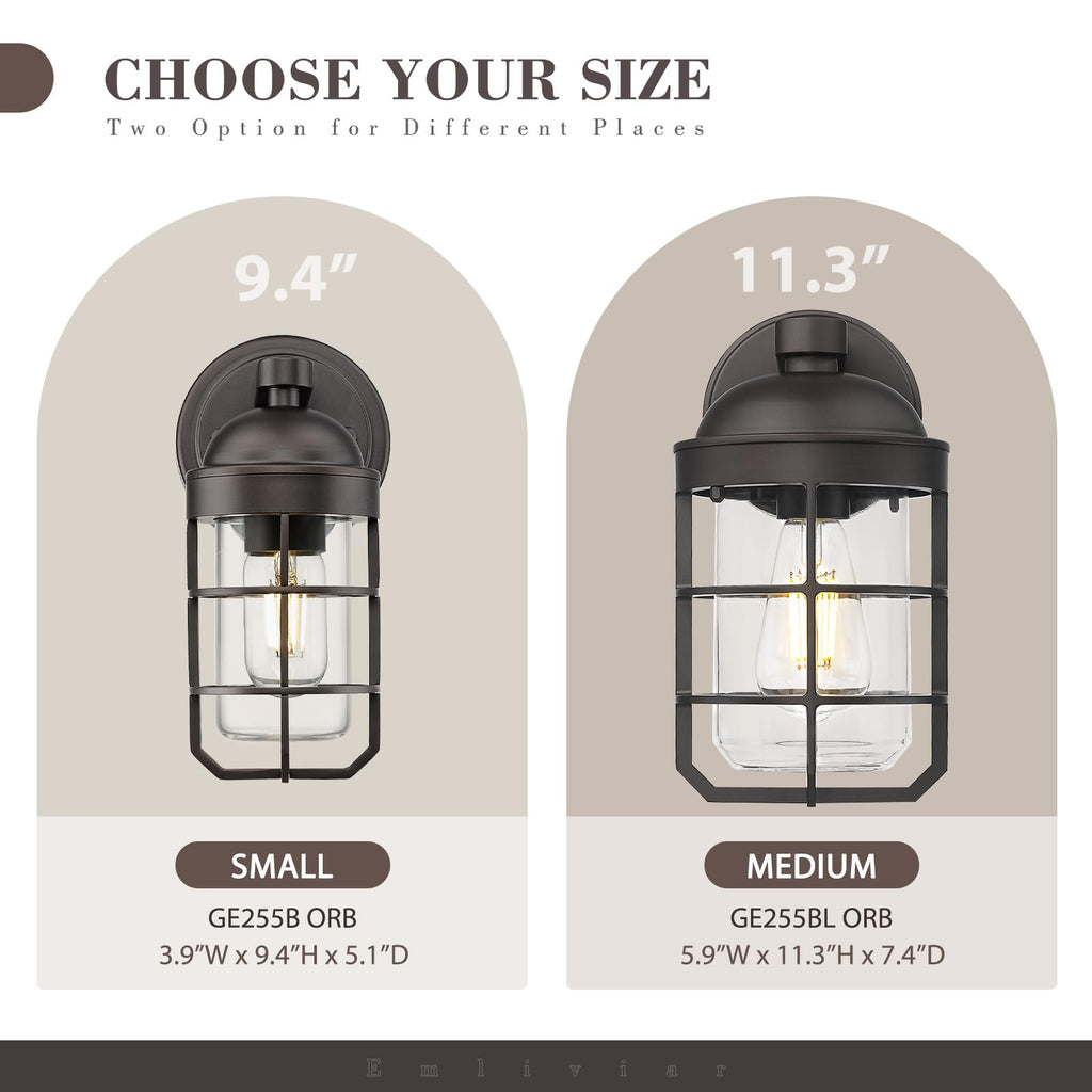 Farmhouse Wall Mount Outdoor Lighting, Nautical Exterior Light Fixture Metal with Clear Glass, Outside Light in Oil