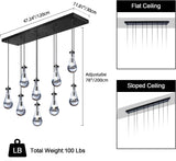 Raindrop 9-Light Chandeliers for Dining Room, Black Dining Room Lights Fixture Over Table, Teardrop Pendant Lights Kitchen Island, Adjustable Rope Hanging Lamp Ceiling for Entryway Foyer A121-B0CH9N8VRR