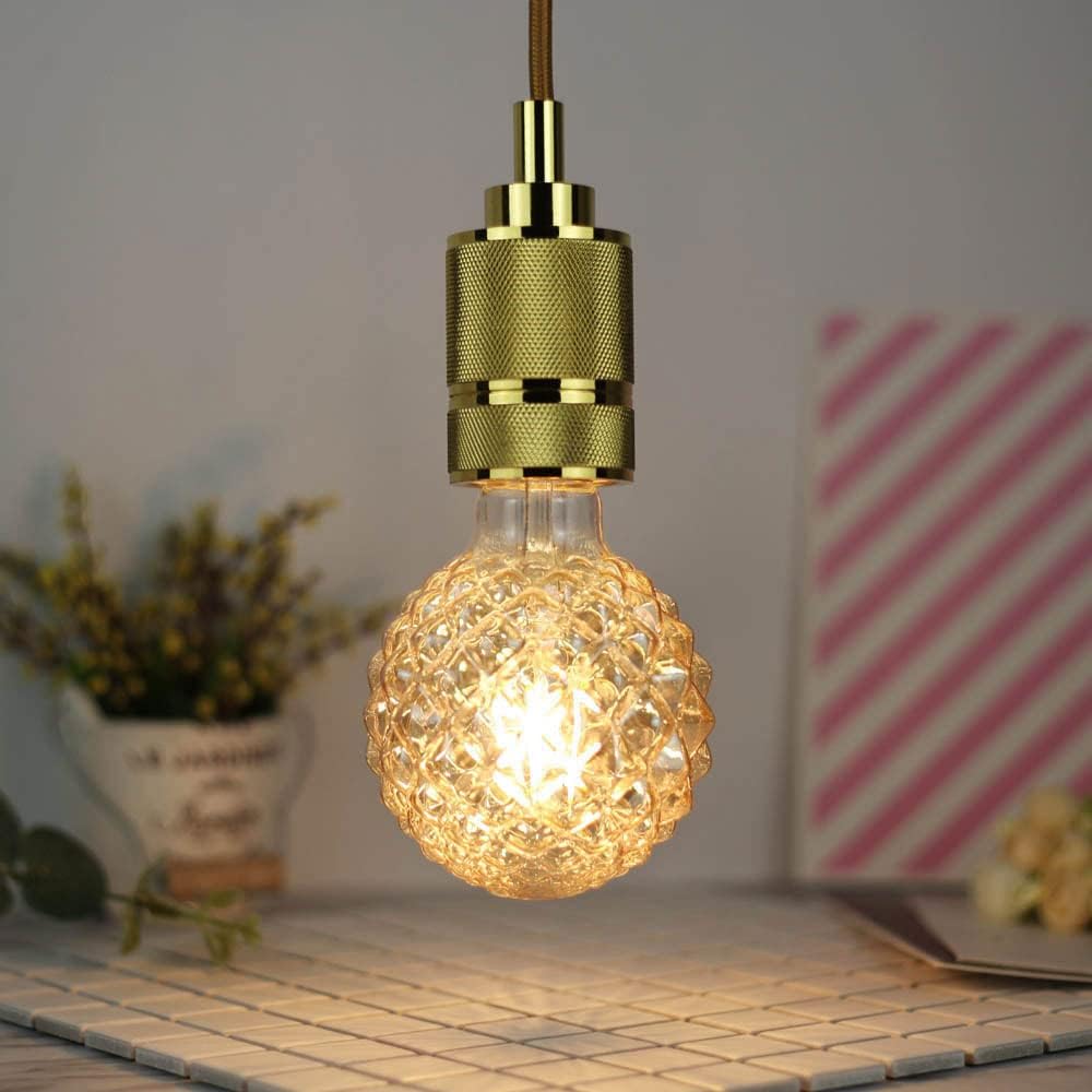 G95 Pineapple Decorative Edison Light Bulbs (2-Pack) 4W E26 LED Filaments Light Bulbs 40W Equivalent E26 Base Amber
