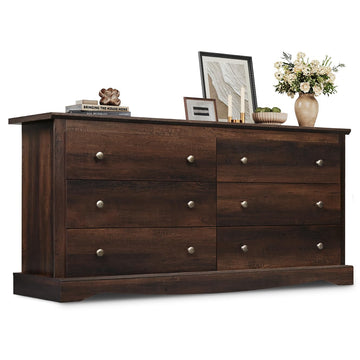 59", Wooden 6 Drawer with Exclusive Anti-Tip Structure, Large Modern Chest of Drawers, Closet, Home Furniture, TV