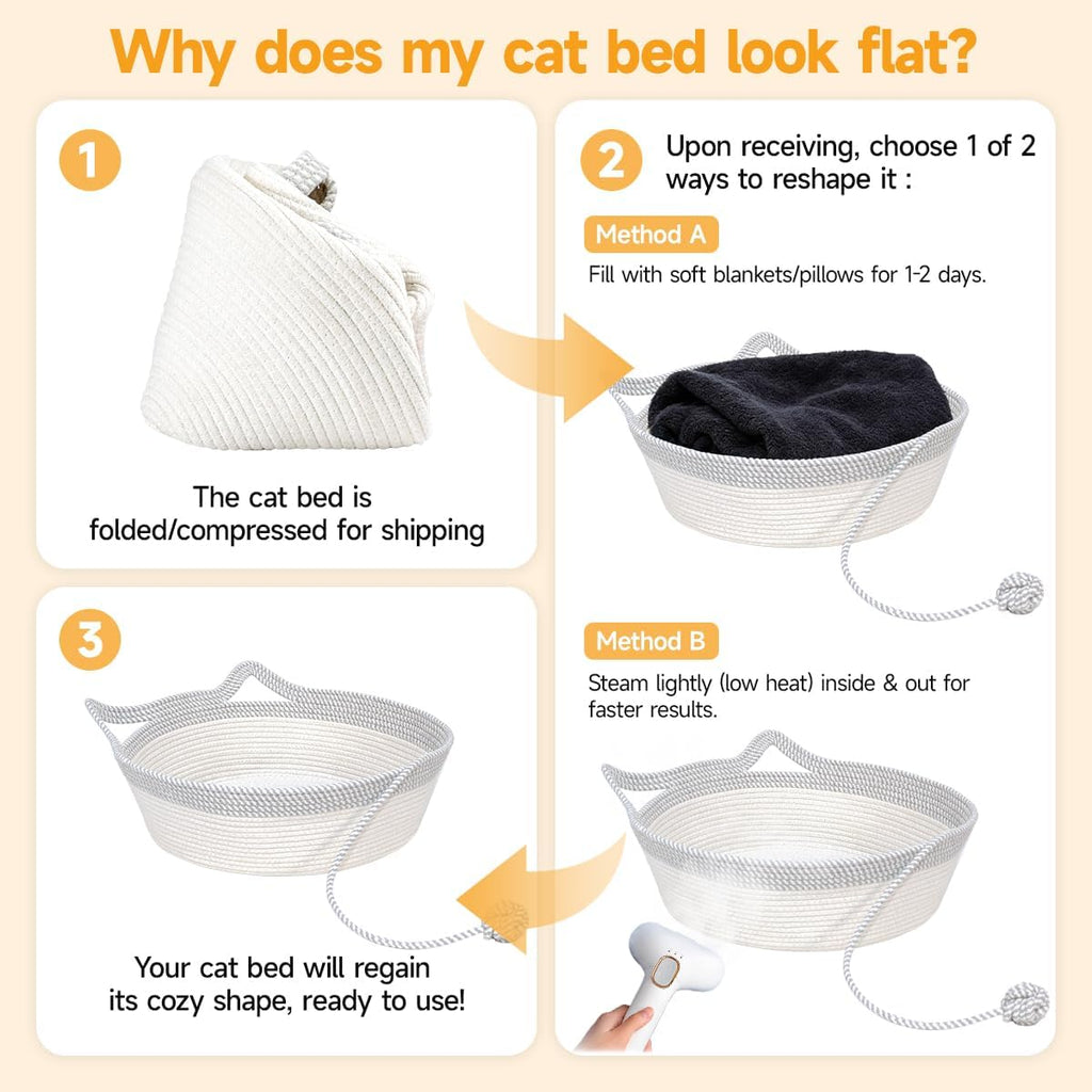 Cat Bed, Cotton Rope Instinct Basket for Cats, Handwoven Cat Beds