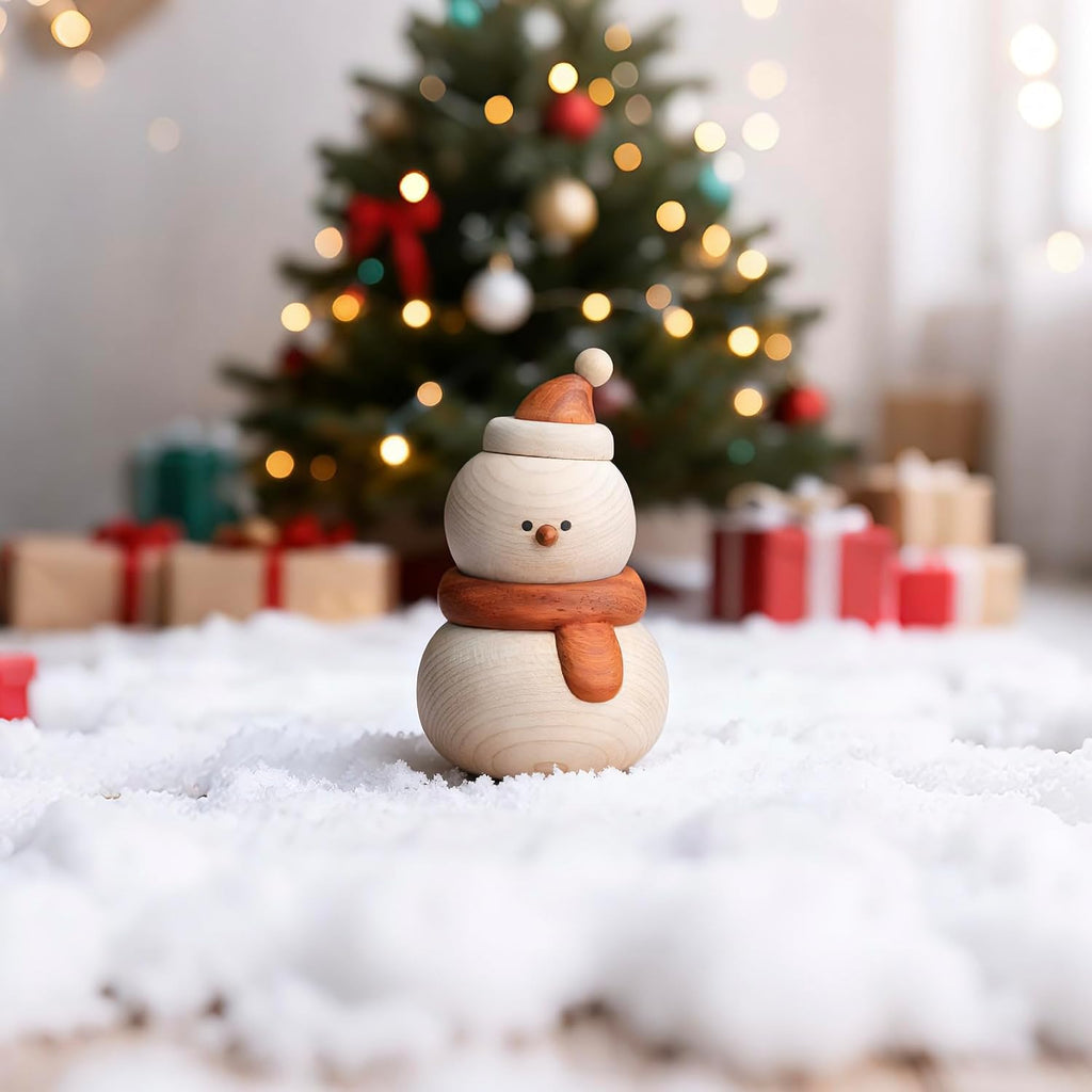 Christmas Snowman Decoration,Wooden Snowman Figurine,Rustic for Her or Him,Festive Home and Car Christmas Decor