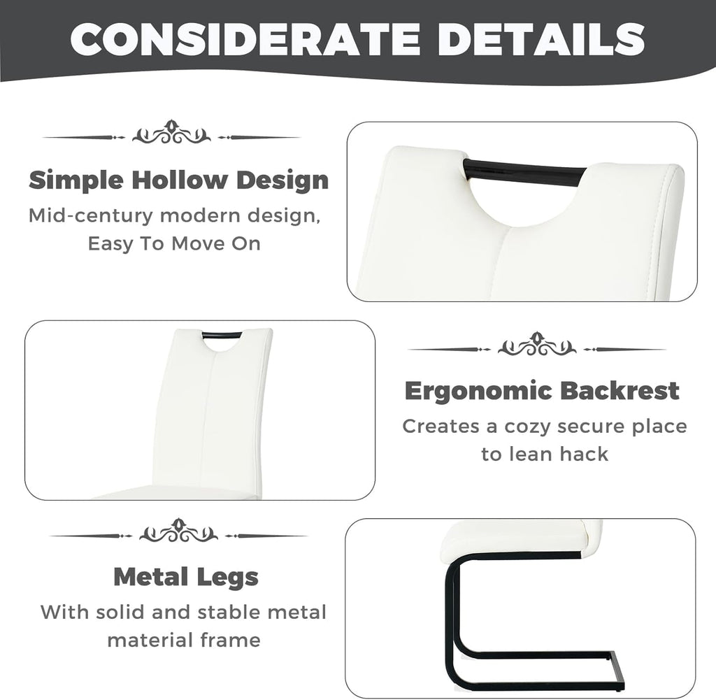 51" 5-Piece Glass Dining Table Set for 4, White&Black