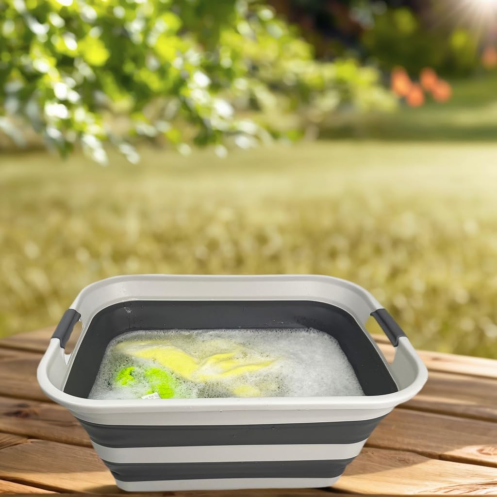 Collapsible Plastic Laundry Basket with Handle/Foldable Pop Up Storage Hamper/Portable Laundry Organizer-Space Saving