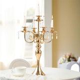 2PCS Gold 5-Arm Candelabra Centerpiece - 20.3" Tall Metal Candle Holdervents, Dining Room, Church Decorations