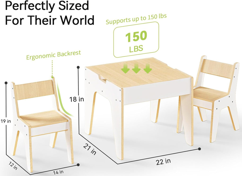 Toddler Table and 2 Chairs, in-1 Kids Activity Table with Storage