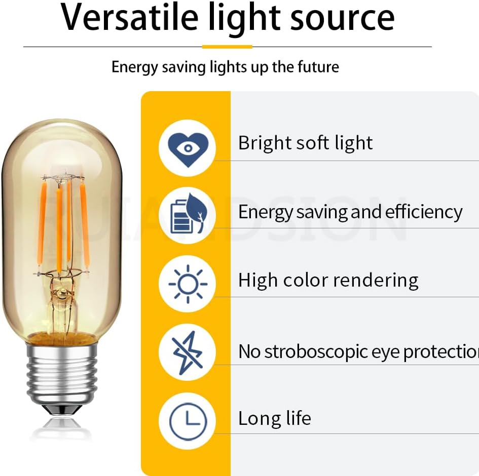5V E27 Edison Bulb, T45 2200K Vintage Filament LED Light for Off-Grid Use, Candle Warm White Decorative Lamp