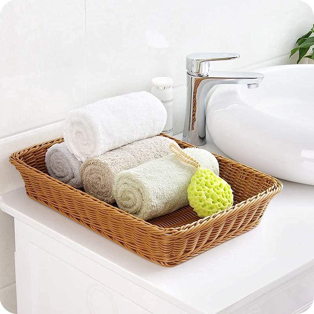3 Pack Imitation Rattan Woven Bread Baskets, 11.8 x 7.8 Inch Plastic Wicker Fruit Baskets for Food Serving