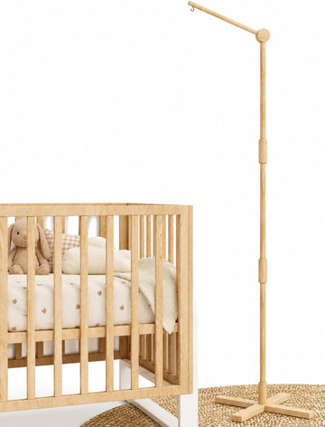 Crib Mobile Arm Wooden Floor Standing - 61 Inches Mobile Arm for Crib|Movable Baby Mobile Hanger|Strong Anti-Dumping