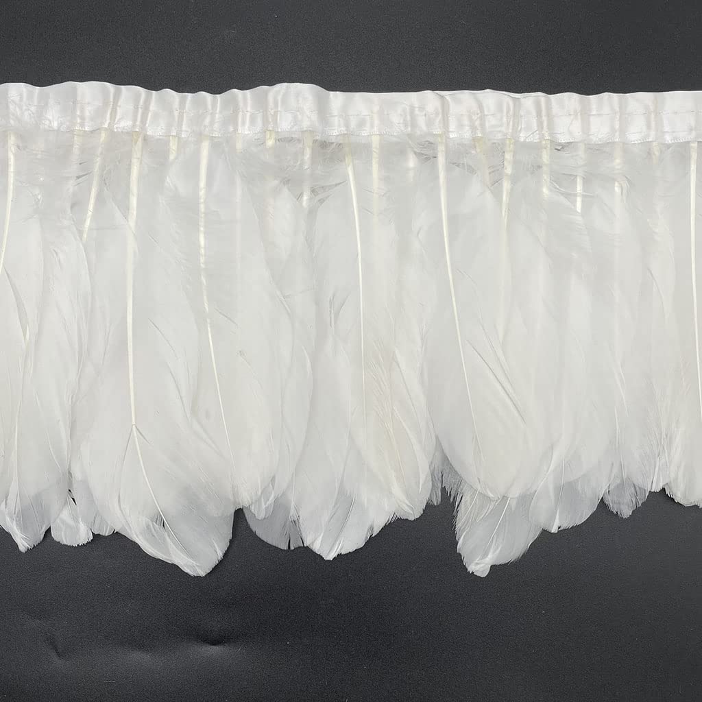 Duck Goose Feather Trim Fringe Sewing Craft 2 Yards (White)