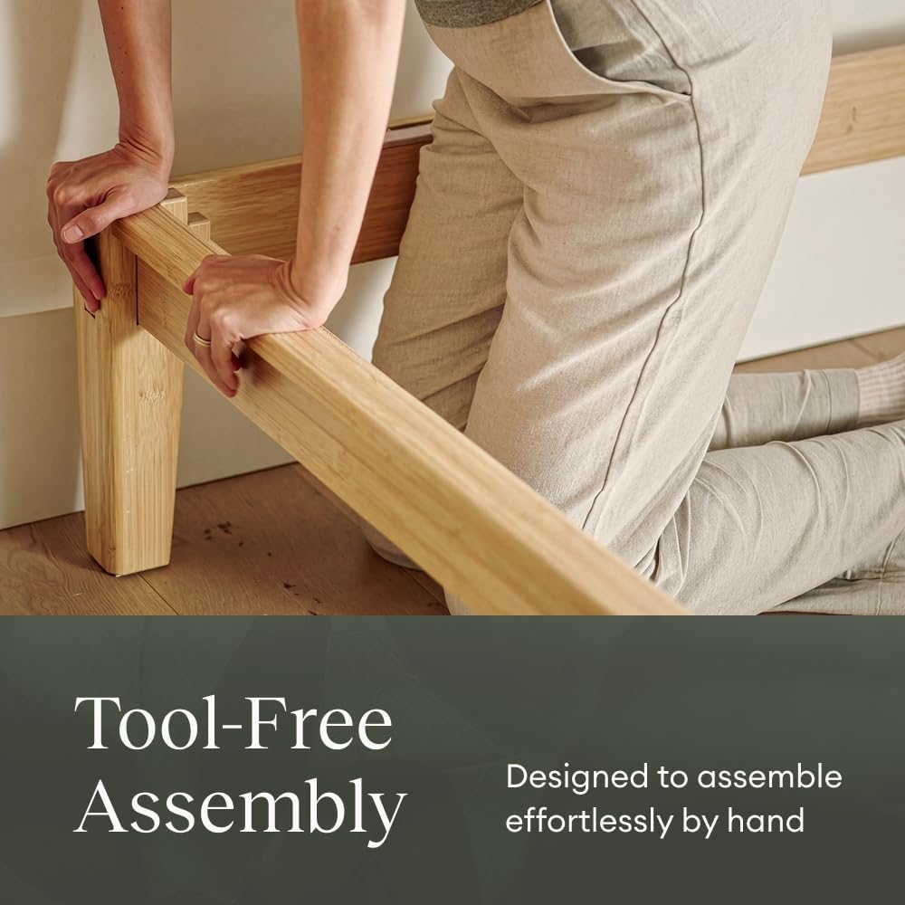 Bamboo Japanese Joinery Bamboo Platform Bed Frame, Twin, Natural