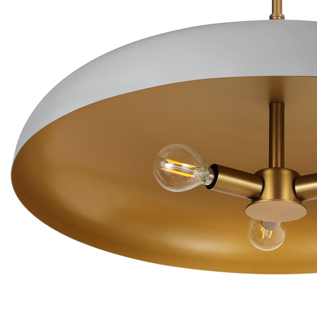 20 Inch Oversized Large Pendant Lights, 3-Lights Gray and Gold Modern Dome Chandelier, Nordic Metal Pendant Lighting
