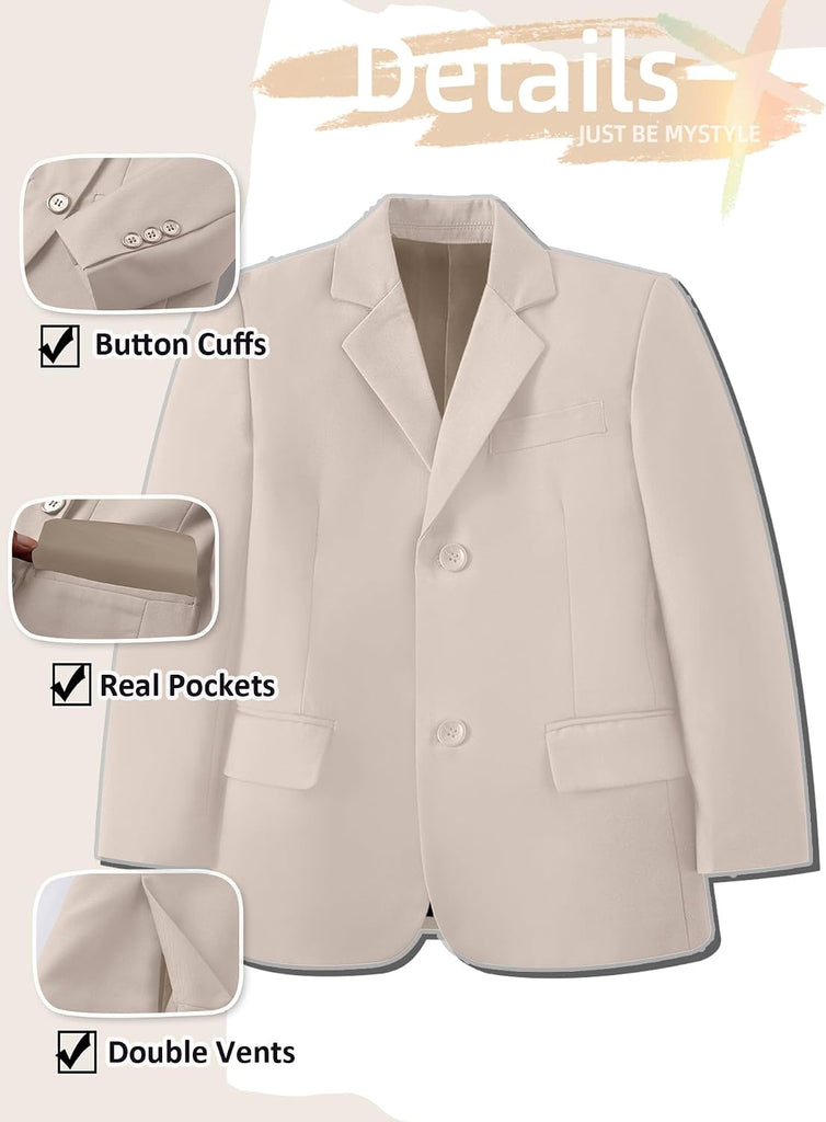 Boy's Tuxedos Toddler Formal Suits Set Kids Blue Black Slim Fit Suit for Weddings