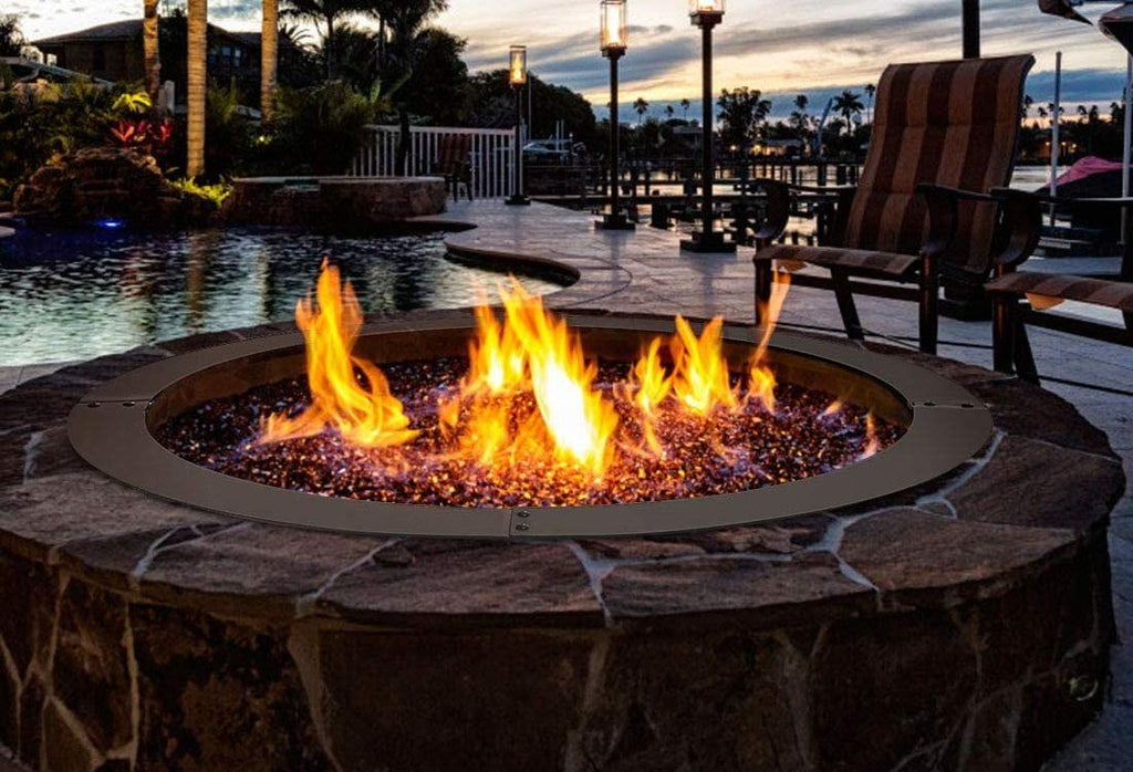 Fire Pit Ring Outdoor Firepit Rim Liner 30-Inch Inside Thick Heavy Duty Solid Steel fire Pit Insert, DIY Campfire