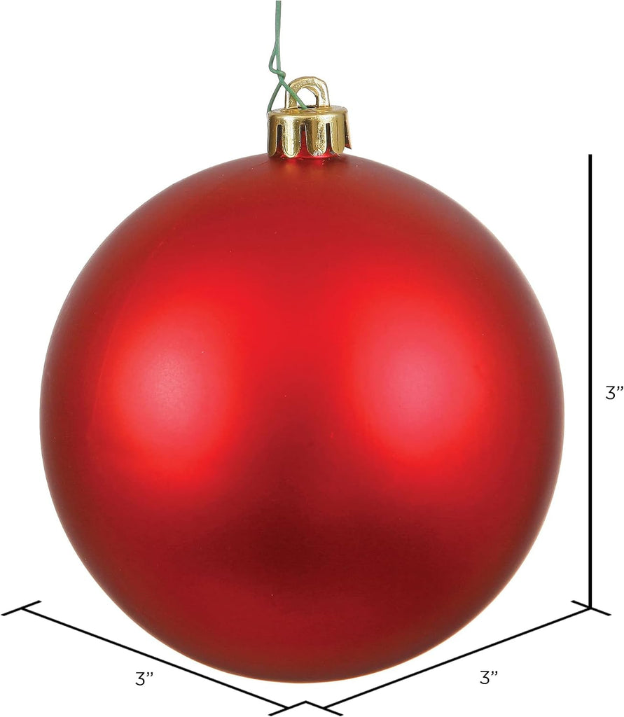 3" Plastic Ball Ornaments in Matte Red (Set of 12)