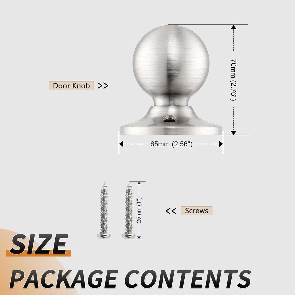 Dummy Door Knob, Single Sided Handle for Closets/French Doors/Pantry, Brushed Nickel Non-Turning Interior Push/Pull