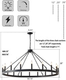 53 Inch Large Black Wagon Wheel Chandelier 18-Light Farmhouse Wagon Wheel Chandeliers Round Industrial Ceiling Light fixtures for Outdoor Porch high Ceilings Living Dining Room Foyer Entryway A105-B0D1V31HHL