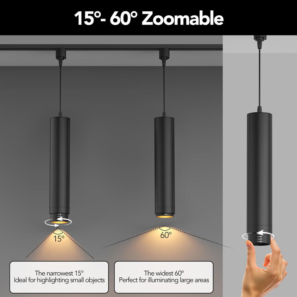 Remote Control H Track Pendant Lights, 10W Black 6 Pack