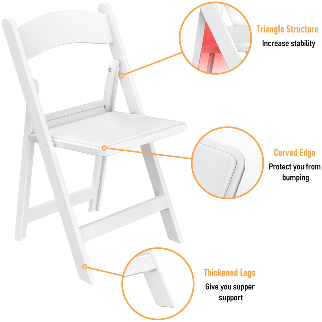 Resin Folding Chair with Vinyl Padded Seat, Capacity, 4 Pack Comfortable Chair Set for Party Wedding Events