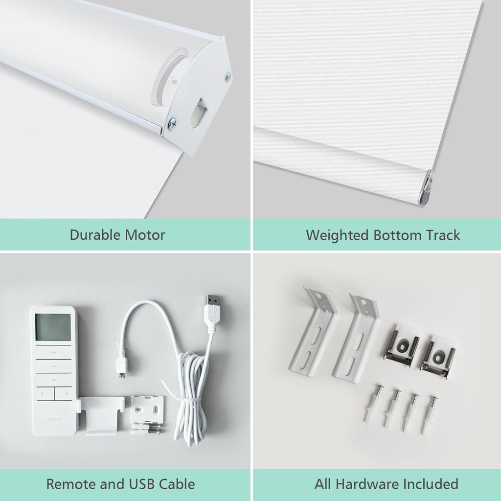 Motorized Blackout Valanced Window Shades, Remote Control Wireless and Rechargeable Roller Blinds with Top Valance