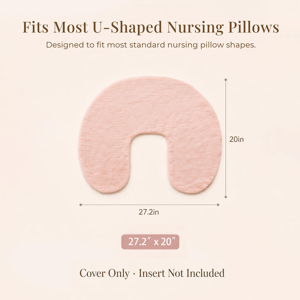 2-Pack Muslin Nursing Pillow Covers, Floral Soft Slipcover for Baby