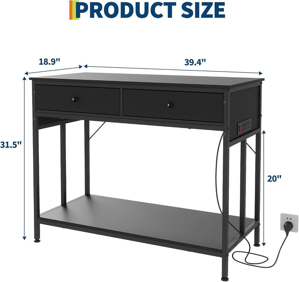 Fish Tank Stand with Power Outlet 40-50 Gallon, Metal Aquarium Stand with Drawer Storage, Heavy Duty Fish Tank Table