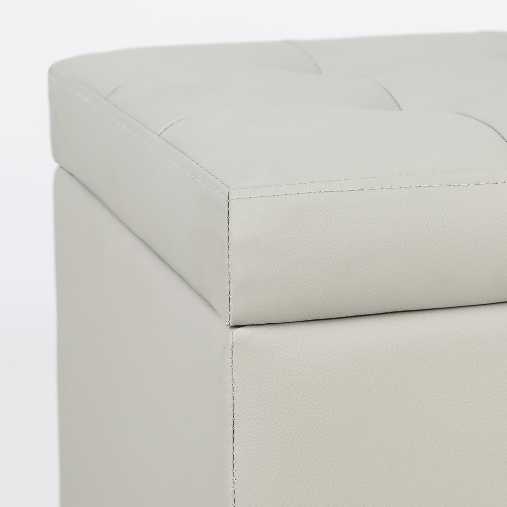 18" Square Storage Ottoman, Premium Faux Leather Lift-Top Footrest & Coffee Table, Modern Upholstered Cube with