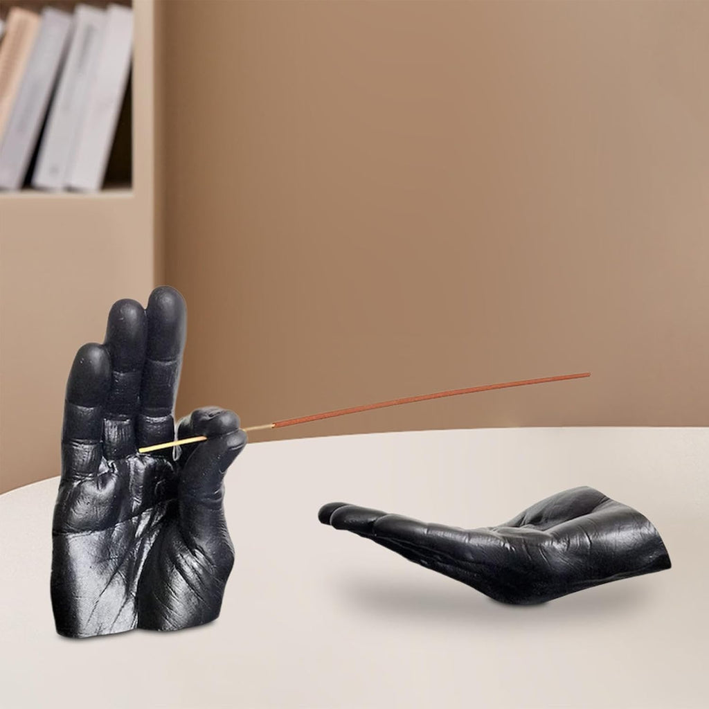 Hand Statues Incense Burner Incense Holder Tabletop Ornament Decorative Figurines, Black