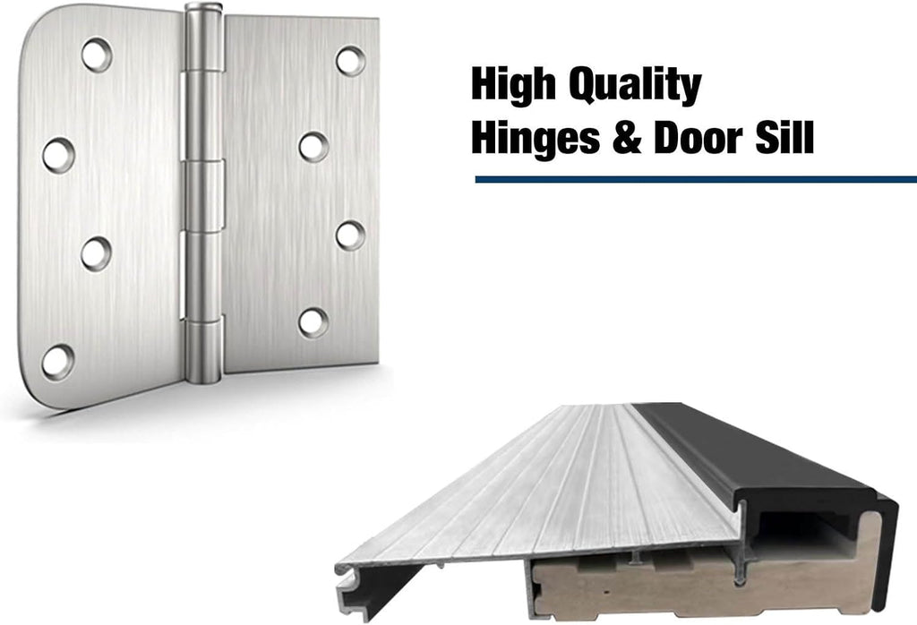 36 x 80 Fiberglass Entry Door, Modern Front Door with 4-Lite Frosted Glass, Exterior Entry Door for Home, Right Hand