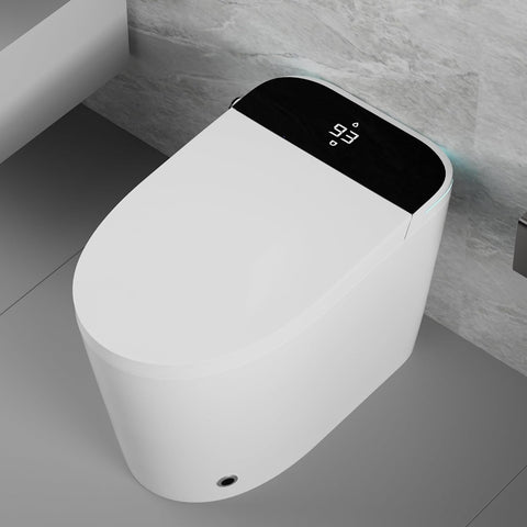 Smart Tankless Toilet with Built-In Bidet, Heated Seat, Auto Open and Close, Warm Water, Air Dryer, ADA Comfort Height, Foot Sensor, LED Display