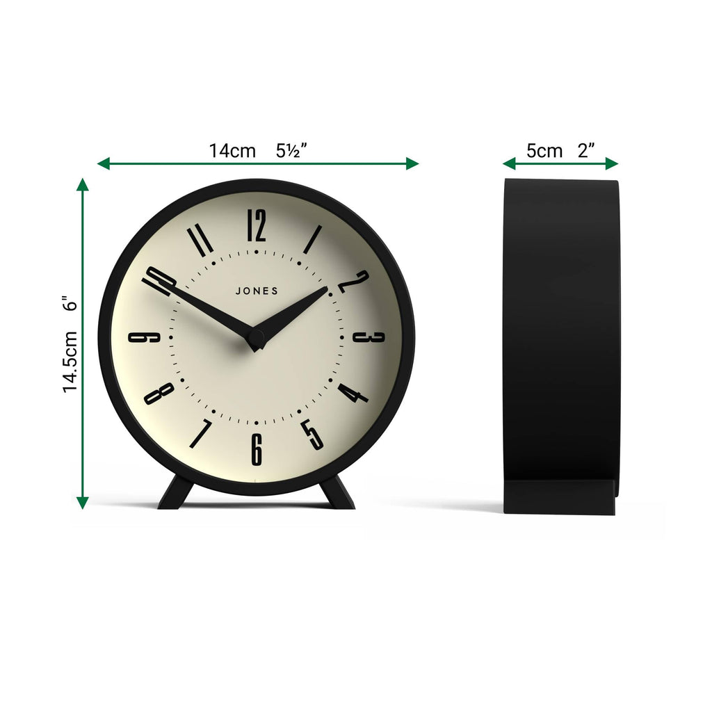 Venus Desk Clock | Modern Round Design | Black