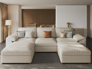 Sectional Couches, U Shaped Sofa, Beige